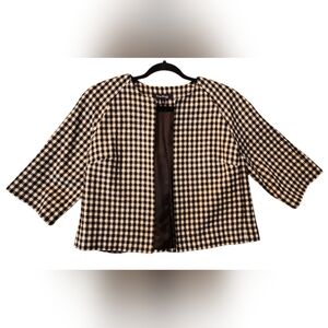 Evan Picone Black and White Houndstooth Plaid Blazer Business Jacket Petite PM